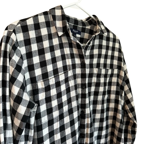 Madewell Oversized Boyfriend Flannel Black White Checkered S - Picture 5 of 8